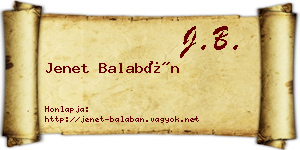 Jenet Balabán névjegykártya
